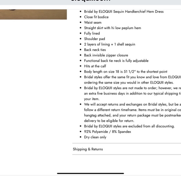 SEQUIN HANDKERCHIEF HEM DRESS-Engagement party, or reception! Eloquii bridal - Picture 3 of 3